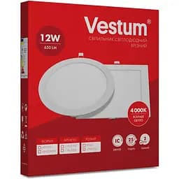 Круглий світлодіодний світильник Vestum врізний 12W 4000K 220V 1-VS-5104 - мініатюра 2