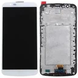 Дисплей LG K410TV K10 TV /K430TV білий, з мікросхемою, PRC, з рамкою