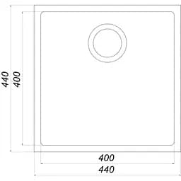 Гранітна мийка Globus Lux Ammer пiдстiльна, чорний металiк 440x440 мм А0001, Чорний - мініатюра 5