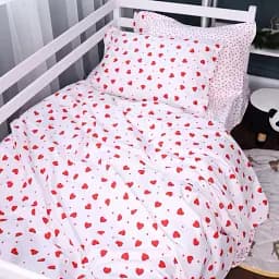 Комплект постільної білизни MirSon Poplin Line Kids 01 Little Hearts 175х210 см біло-червоний (2200009710377)