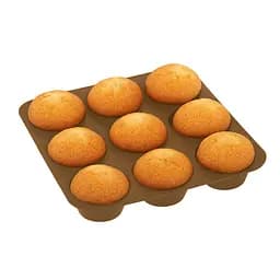 Форма силиконовая на планшете для выпечки кексов и маффинов на 9 ячеек 24.5х24.5х3.5 см, Profsil Коричневый 87154