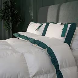 Ковдра MirSon Imperial Satin Luxe, зимова, 205х172 см, біла із зеленим кантом - мініатюра 4