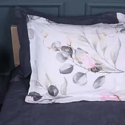 Наволочка MirSon Поплін 00-7 Pink Flowers 70х70 см біло-сіра з рожевим (2200009706707)