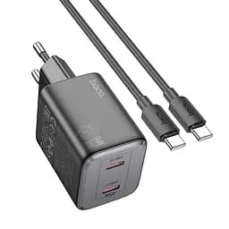 Адаптер сетевой Hoco Elogiado dual-port charger N42 (Type-C to Type-C Set) |2Type-C, 45W/3A, PD/QC|