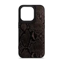 Кожаный чехол для Apple iPhone 15 Pro, Harder Genuine Snake, черный, термополіуретан ТПУ + экокожа с имитацией змеиной кожи, панель, защита корпуса, противоударный, микрофибра, рамка вокру камеры, защита всего корпуса, (ARM76783)