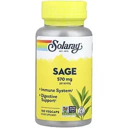 Шавлія Solaray Organically Grown Sage Leaf 570 мг 100 веганських капсул