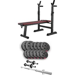 Набір Hop-Sport Premium з лавою HS-1080 штангами та гантелями 38 кг