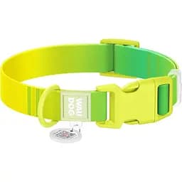 Нашийник для собак Waudog Nylon Recycled c QR паспортом градієнт розмір L 2.5х33-49 см салатовий