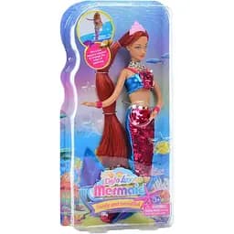 Детская кукла Русалка Defa 8433 Red красный наряд с пайетками 29 см