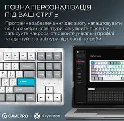 Клавиатура игровая механическая GamePro MK-285-WH Asgard Ragnar Keychron Super Red Switch Bluetooth 5.2/2.4 ГГц/USB White - мініатюра 8