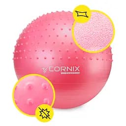 М'яч для фітнесу (фітбол) Cornix 65 см напівмасажний Anti-Burst Pink XR-0477 - мініатюра 3