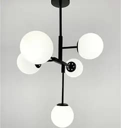 Люстра у каскадному каркасі чорного кольору з білими плафонами Line.F AOC 17/5 BK+WH