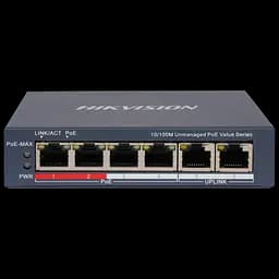 6-портовий некерований POE комутатор Hikvision DS-3E0106P-E/M(B) , 4 POE×100 Мбіт/с + 2 RJ45×100 Мбіт/с