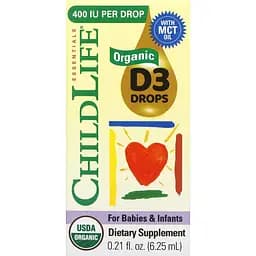Детский витамин D3 ChildLife Essentials Organic Vitamin D3 Drops 6.25 мл