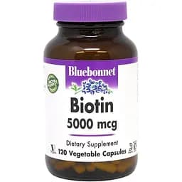 Вітаміни та мінерали Bluebonnet Nutrition Biotin 5000 mg, 120 вегакапсул