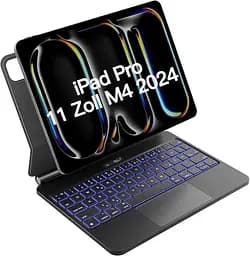 Клавиатура Inateck Magic Keyboard для iPad Pro 11 2024 M4 с клавиатурой, быстрая зарядка 30 минут, светодиодный дисплей Smart
