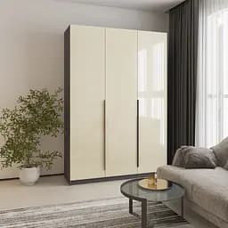 Шафа 3-дверна MebelStar Оскар Gloss BL-B, блок шухляд+полиці 150x52x220 см Антрацит/Альмонд (MBS-5249)