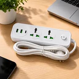 Мережевий фільтр 2 метри 2500 Вт 2х220 В, 2×USB, 1×TypeС / Подовжувач з вимикачем / Фільтр-подовжувач 5 в 1 - мініатюра 2