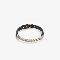 Шкіряний нашийник з канатиком для собак "Caviar Terra" S чорний (обхват шиї 29-35см) - мініатюра 3