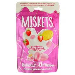 Драже Miskets з печивом в білому шоколаді з полуничним смаком 80 г