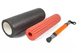 Массажный ролик EasyFit TIO 3 в 1 Черный-оранжевый (EF-0271)