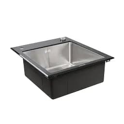Кухонна скляна мийка Germece Handmade Black Glass з нержавіючої сталі 3 мм прямокутна 60x51x20 см - мініатюра 2
