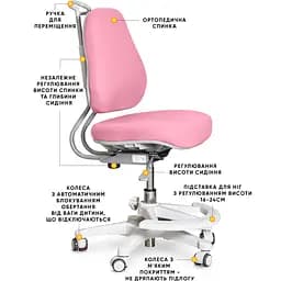 Дитяче крісло Evo-Kids Mio Ergo Lite Pink (Y-507 Lite KP) - мініатюра 3