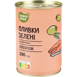 Оливки Повна Чаша зеленые фаршированные лососем 290 г (702566)