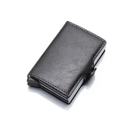 Двойной кожаный картхолдер-кошелек для карточек и денег, RFID защищен, серый (C1807H3GreyB)