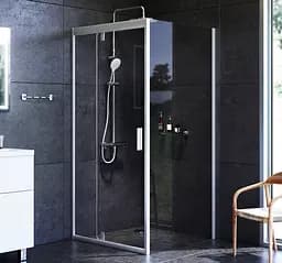 Душова кабіна Am.Pm Gem Square Pivot 90x90 см без піддону хром матовий W90UG-404-090MT, Хром матовий, прозрачний - мініатюра 2