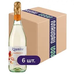 Упаковка игристого вина Riunite Lambrusco Emilia IGT Bianco белое полусухое 4.5 л (0.75 л х 6 шт.)