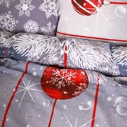Наволочка MirSon Ranforce Elite 17-0657 Mistletoe 40х40 см сіро-червона (2200009611957) - мініатюра 2