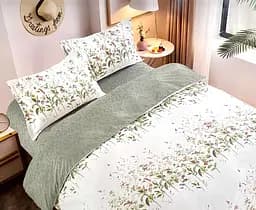 Постельное белье сатин Laura-Grand 21 евро комплект зеленый белый