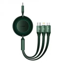 Кабель Baseus Bright Mirror 2 Series Retractable 3-in-1 Cable Type-C to MicroUSB+Lightning+Type-C 100W 1.1m CAMJ010206 Green