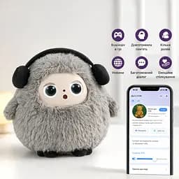 Іграшка зі штучним інтелектом Bobo / Інтерактивна плюшева іграшка BOBO з AI, голосом та LED очима / Розумна іграшка 22х25 см Сірий - мініатюра 3