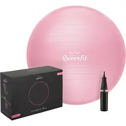 Фітбол Queenfit з насосом 65 см світло-рожевий