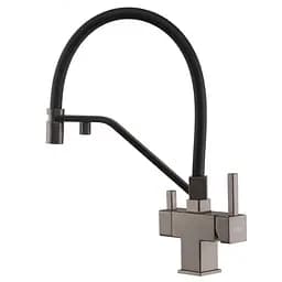 Смеситель для кухни на две воды с гибким изливом Koer KB-72036-07 KR5812, Графит