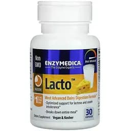 Пищевые ферменты Enzymedica Lacto, 30 капсул для переваривания лактозы