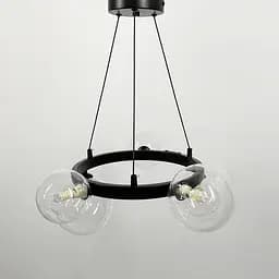 Кольцевая люстра с 5 прозрачными плафонами в черном корпусе Ст. AT 32/5 BK+CL | Line F