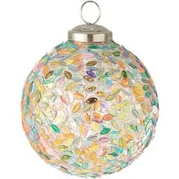 Ялинкові скляні кулі J-line різнокольорові з паєтками у вигляді листочків 10 см 6 шт. (35172)