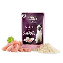 Упаковка паучей для котят с домашней птицей и рисом Nuevo KITTEN Pouch 85 г