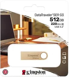 Накопичувач 512GB USB 3.2 Type-A Gen1 DT SE9 G3 Kingston teh0013403 - мініатюра 4