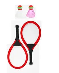 Набор ракеток 9352 L, 2 ракетки 57см, 2 воланчика, подсветка, в сетке (6966814300061) Червоний