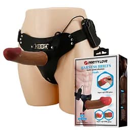 Страпон с вибро HARNESS BRIEFS Stark Universal Strap-On Harness 6,9 Dildo Flesh PRETTY LOVE BW-022096Z 100483