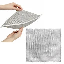 Серветка двошарова багаторазова металева з абразивною сіткою для посуду, скла та меблів 30х30 см Сірий 88109