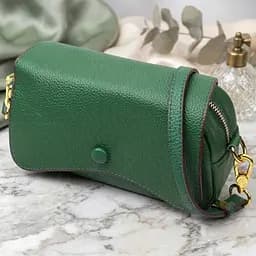 Шкіряна сумка жіноча в красивому кольорі і з фігурним клапаном Vintage 22430 зелена - мініатюра 10