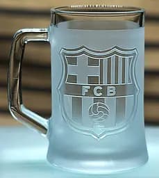 Пивний келих 660 мл Barcelona з гравіюванням подарунок для фаната ФК Барселона футбольний кухоль