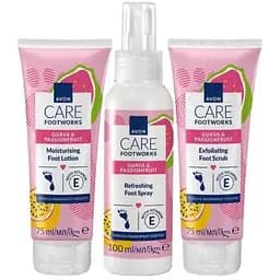 Набір по догляду за ногами Avon гуава та маракуйя (f/scr/75ml+ f/lot/75ml+ f/spr/100ml)