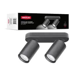 Світильник точковий накладний поворотний без лампи Maxus Spot Light Base GU10x2 Black