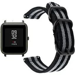 Нейлоновий ремінець Primo Traveller для годинника Xiaomi Amazfit Bip/Bip Lite/Amazfit Bip GTS Black Grey